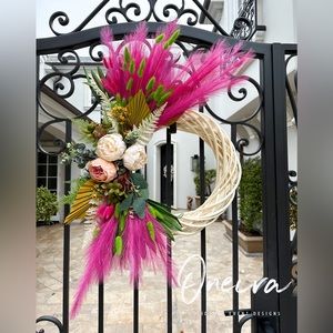 Pink boho wreath